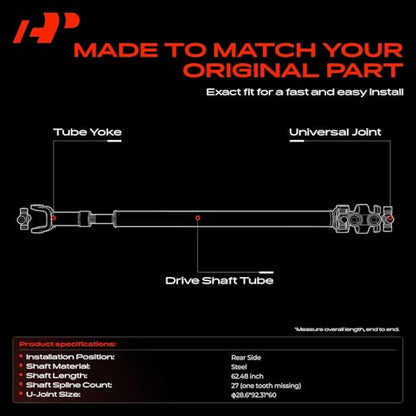 A-Premium Rear Drive Shaft Driveshaft Assembly Complete Prop Shaft | Compatible with Chevrolet Colorado & GMC Canyon 2004-2012 4WD AWD, Eliminates Drivetrain Vibration - size: Rear, style: 4WD AWD, Except Standard Cab Pickup