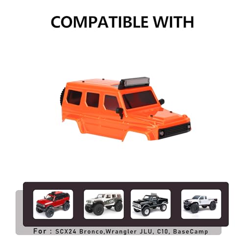 SCX24 Body Magnetic Stand with Lights for SCX24 Upgrades | PC Front and Rear Body for SCX24 Bronco JLU C10 Basecamp 1/24 RC Crawler - style: Orange