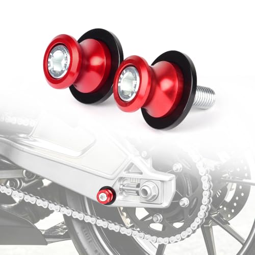 Goldfire 2pcs 10MM M10 X1.25 Motorcycle Swing arm Sliders Spools CNC Swing Arm Stand Screw for FZR 1000/600R/400 for Kawasaki Z750 /Z750S/ Z750R /ER-6F /ER-6N / Duke 125/200/390 (Red) - color: Red