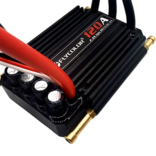 FLYCOLOR 120A Waterproof Brushless ESC Electronic Speed Controller with 5.5V/5A BEC and XT90 4.0mm Banana Head Connector for Model Ship RC Boat