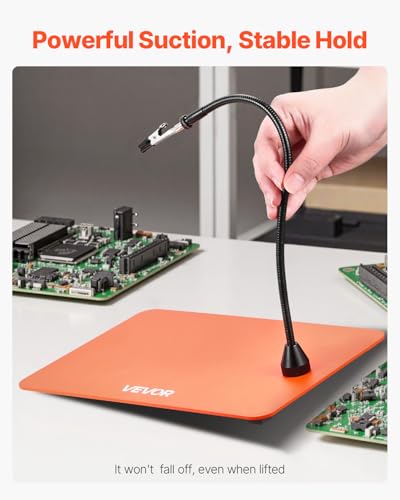VEVOR Magnetic Helping Hands Soldering Station, 4 Flexible Arms Third Hand Tool, with 6 PCB Pillar Holders & 360 Hot Air Gun Holder, Heavy-Duty Base Soldering Helper for Electronic Repair Craft - style: 11*7in Large Base with Holders