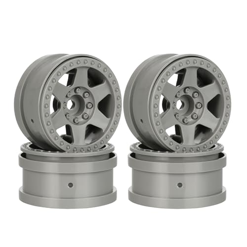 4PCS Plastic 2.2 Inch Beadlock Wheel Rim Wheel Hub 12mm Drive Hex Compatible with 1/10 RC Crawler Car for Axial SCX10 90046 TRX4 Wraith RR10 Capra(Gray) - color: Gray