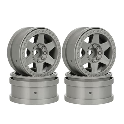 4PCS Plastic 2.2 Inch Beadlock Wheel Rim Wheel Hub 12mm Drive Hex Compatible with 1/10 RC Crawler Car for Axial SCX10 90046 TRX4 Wraith RR10 Capra(Gray) - color: Gray