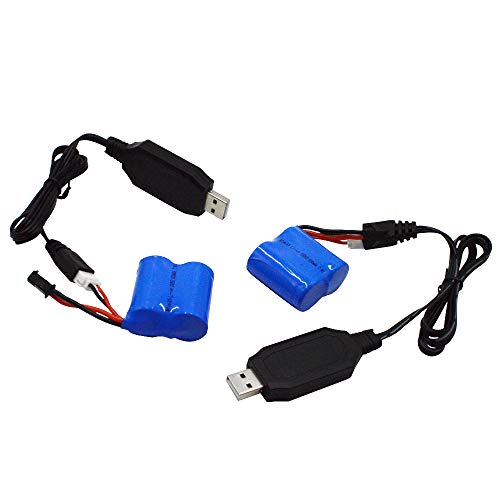Blomiky 2 Pack 7.4V 600mAh 4.44Wh Battery Suitable for H120 H100 H102 H106 H108 T1 T02 RC Boat / H100 Battery and Cable