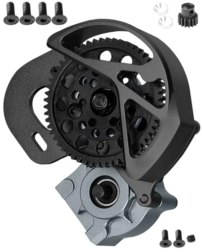 Transmission Gearbox Upgrades Part for 1/10 SCX10, SCX10 II 90046,90047,AX10 RC Crawler Truck,Aluminum Center Transmission Gearbox Hops up,Black&Titanium - color: Black&titanium for Upgrades