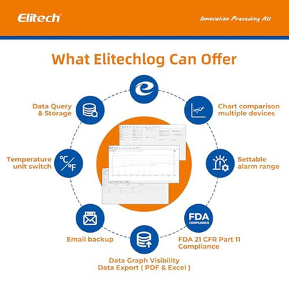 Elitech RC-51 Digital Temperature Data Logger USB Reusable 32000 Points - size: Temperature Sensor