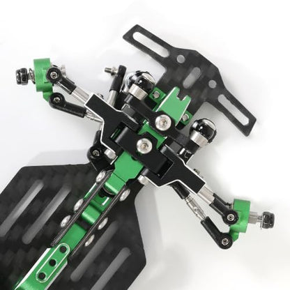 RC Car Frame, 1/24 1/28 TG Super Assembled Mini Rear Drive RWD Drift Racing Car Frame Body Kit with Tools DIY Parts (Green) - color: B.green
