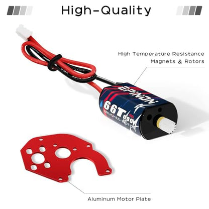 050 66T Brushed Motor & Metal Mount for SCX24 | For Bronco C10 JLU Gladiator Deadbolt B17 Upgrade - size: 66T