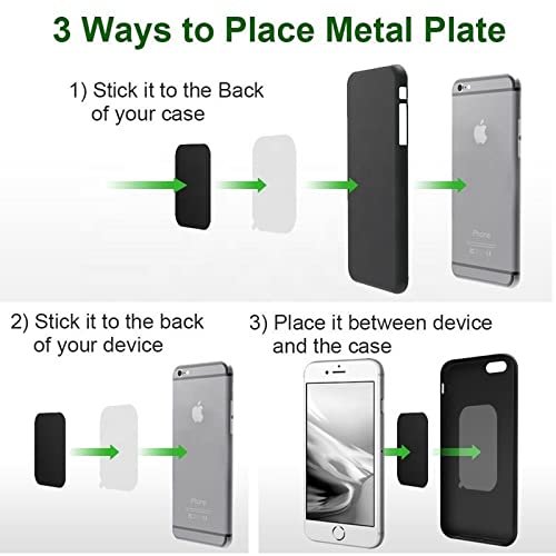 SALEX Replacement Metal Plates Set 4 Pack for Magnetic Car Phone Holders, Wall, Air Vent Mounts, Cases, Magnets. Kit of 2 Black Round and 2 Rectangular Iron Discs Without Holes. 3M Adhesive Backing. - color: Mix / 4 Pack