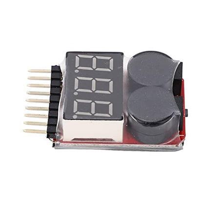 4 PCS Lipo Battery Voltage Tester Buzzer Alarm Compatible with for 2-8S RC Drone Quadcopter Car Boat LED Low Checker