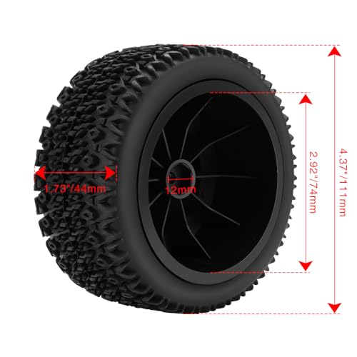12mm Hex RC Wheel & Tires RC Truck Tire for 1/10 Slash 2WD/4ﾗ4 F-150 | Multi-Texture Design, Designed for almost all 1/10 scale RC trucks with 12mm hex