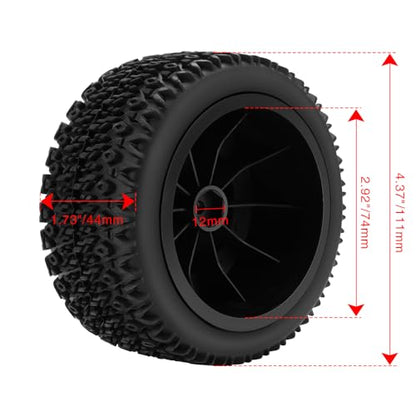 12mm Hex RC Wheel & Tires RC Truck Tire for 1/10 Slash 2WD/4ﾗ4 F-150 | Multi-Texture Design, Designed for almost all 1/10 scale RC trucks with 12mm hex