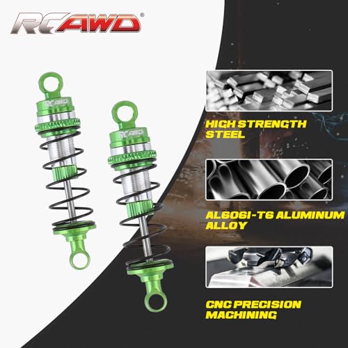 RCAWD Alloy Front Rear Shock for Losi 1/16 Mini-B 1/18 Mini-T Shocks Series Upgrades Part Green - color: Green