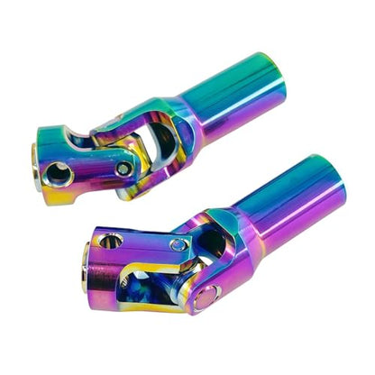 1/10 RC Crawler Cut-to-Length Drive Shaft Kit, Adjustable 68–229mm Stainless Steel RC Driveshaft Driveline with CNC Universal Joints and Mounting Screws, 2PCS (Rainbow) - color: Rainbow