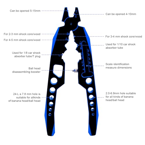 Metal Shock Absorber Pliers Ball Head Pliers Clip Multi-Function RC Tools for Traxxas Arrma Axial Redcat Losi Tamiya HSP HPI Exceed Cars (Black blue) - color: Black blue