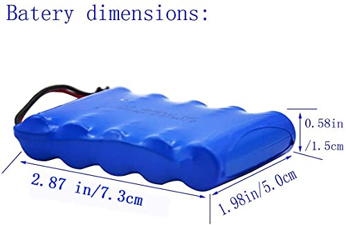 Blomiky 2 Pack 6.0V 700mAh Ni-CD AA Rechargeable Battery Pack SM2P Plug and 2 USB Cable Fit for Old Version 11.5Inch Amphibious Stunt RC Cars Vehicles / 6V 700mAH and USB 2
