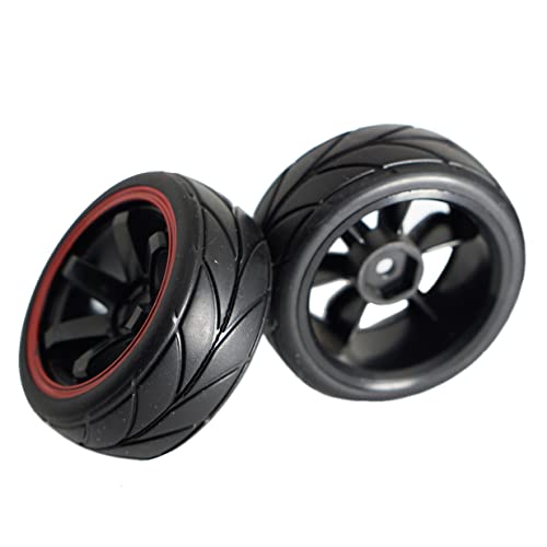 ShareGoo 12mm Hex Wheel Rims & Rubber Tires Compatible with Redcat HPI Tamiya HSP RC 1/10 on-Road Racing Touring Car (Pack of 4)