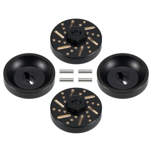 4PCS Brass Extended Wheel Hubs Hex +3mm Adapter Compatible with 1/24 Scale RC Crawler Models for Track Width Extension and Stability Upgrade