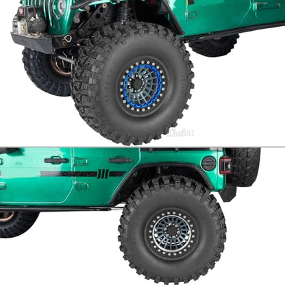 RC Aluminum 2.2" Beadlock Wheel Tires Set for 1/10 RC Crawler Car,TRX6 TRX4 SCX10 II III 90046 D90 Gen8 MST CFX VS4-10,RC Wheels 2.2 Beadlock Wheel Rims,(4PCS) Titanium - color: Titanium -(Rc Wheels Tires)