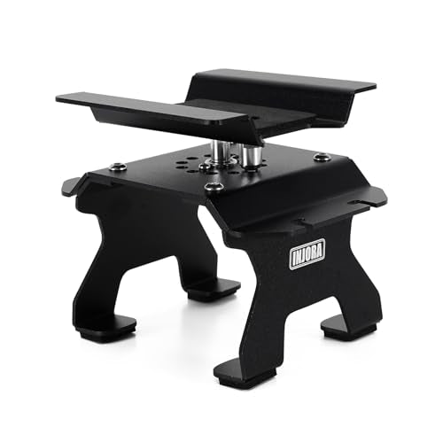 INJORA Aluminum 80g RC Car Stand with Shock Holder for 1/24 1/18 RC Crawler Upgrade(Black) - color: Black