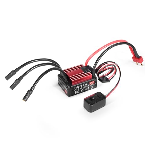 RiToEasysports Esc, Compatible Motor Water Proof Brushless Electronic Speed Controller for 1/10 Rc Crawler Cars (Red T Plug) - color: Red T Plug