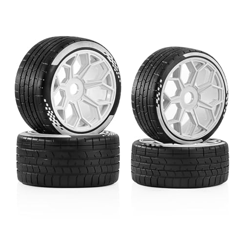 4PCS RC Highway Off-Road Truck Wheels & Tires - Compatible with 1/8 Typhon 6S BLX, 1/7 Infraction 6S BLX/Limitless - Foam Insert Plastic Rims （2 Big & 2 Small ） (White（4pcs）) - color: White（4pcs）