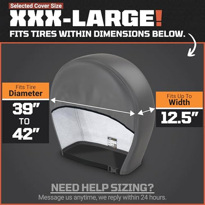TIRESHIELD PRO Tire Covers Set of 4 - Heavy Duty All-Weather UV-Resistant Wheel Covers w/StormLock-System - Year-Round Protection for Your RV, Camper, Truck, Car & Trailer Tires w/ 39-42" Diameter - size: XXX-Large - Fits Tire Diameters 39-42", style: TIR