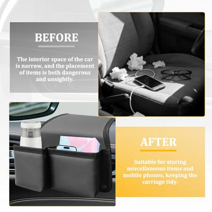 Car Window Armrest Storage Box, Multifunctional Vehicle Side Door Arm Elbow Rest Pad Organizer, Automotive Interior Window Armrest Storage Bag, Universal for SUV Sedan Truck (Leather) - size: Leather