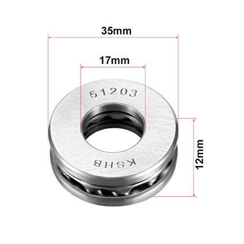 uxcell 51203 Thrust Ball Bearings 17mm x 35mm x 12mm Chrome Steel ABEC3 Single Row Roller 2pcs - size: 17mmx35mmx12mm