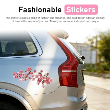 32 PCS 3D Stereo Cherry Blossom Car Stickers, Flower Design DIY Car Body Bumper Decoration, Personalized Scratch Cover Waterproof Decals, Universal for Cars SUVs Trucks (Pink) - size: 32 PCS
