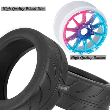 RC Rubber Wheels RC Tires for 1/7 Infraction 6S BLX,1/8 Typhon 6S BLX,Limitless,Highway Wheels Soft Tires Truck Tire Highway Tires,4PCS Colour - color: Colour(4pcs)