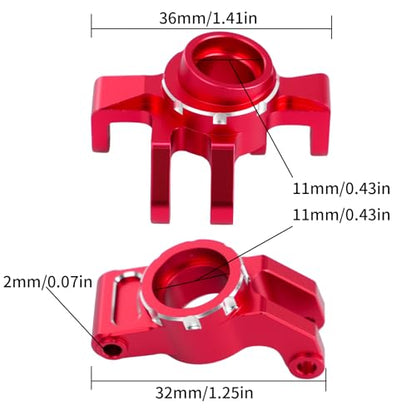 Aluminum Front & Rear Suspension with Steering Knuckles & Rear C-Hubs Upgrade Parts for ARRMA 1/14 Typhon Grom 1/18 Granite Grom (Red) - color: Red