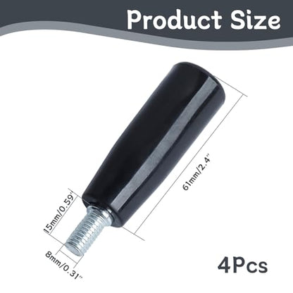 Revolving Handwheel Handle, M8 4Pcs Black | M8 Male Threaded Stem, Zinc Alloy Steel with Powder Coated Finish, for Milling Machine & Lathe Equipment, Durable & Ergonomic - size: M8 x 63mm