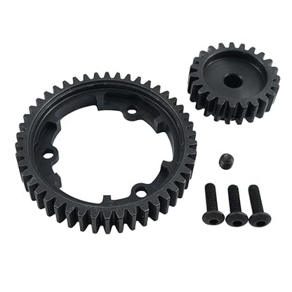 Hardened Steel 1.0 Mod Spur Gear with 23T Pinion for X-Maxx Maxx E-Revo (46T) | 1/5 Scale,1/7 XO-1,1/10 Maxx,E-Revo 2.0 VXL,Heavy Duty,Upgrade Parts,6449 Compatible,High Strength - style: 46T