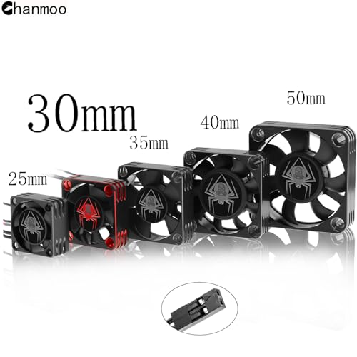 RC Car Metal Motor Cooling Fan 25mm 30mm 35mm 40mm 50mm RC Heatsink 28000RPM ESC Cooling Fans Red-Black Fit for 1/8 1/10 1/12 Scale RC Car 540 550 Brushless OR Brushed Motors (30mm) - size: 30mm