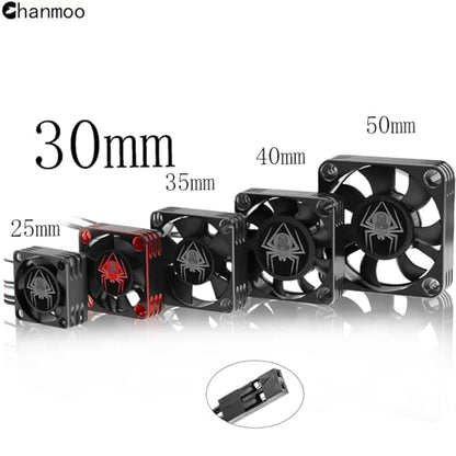RC Car Metal Motor Cooling Fan 25mm 30mm 35mm 40mm 50mm RC Heatsink 28000RPM ESC Cooling Fans Red-Black Fit for 1/8 1/10 1/12 Scale RC Car 540 550 Brushless OR Brushed Motors (30mm) - size: 30mm