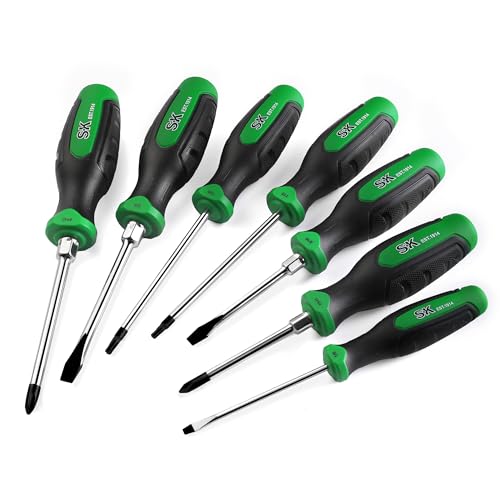SK 7-Piece Magnetic Screwdriver Set, Slotted/Phillip/Star Screwdrivers | S2 Steel, Heat-Treated Chrome Plating Shaft, Black Oxide Tip, SureGrip Handle - size: 7PC