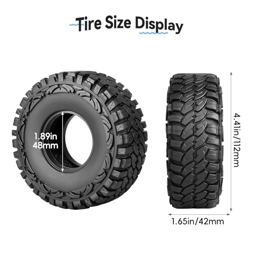 4PCS 1.9 Crawler Tires Outer Diameter 114mm with Foam Inserts for 1/10 RC Rock Crawler Axial SCX10 SCX10 III AXI03007 D90 TF2 MST Tamiya CC01
