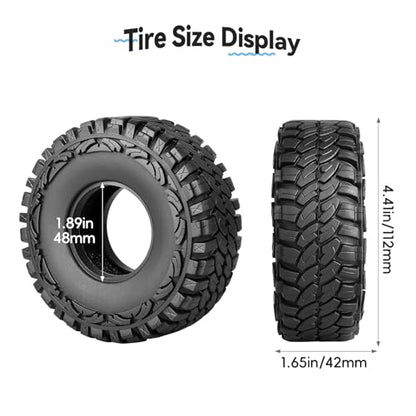 4PCS 1.9 Crawler Tires Outer Diameter 114mm with Foam Inserts for 1/10 RC Rock Crawler Axial SCX10 SCX10 III AXI03007 D90 TF2 MST Tamiya CC01