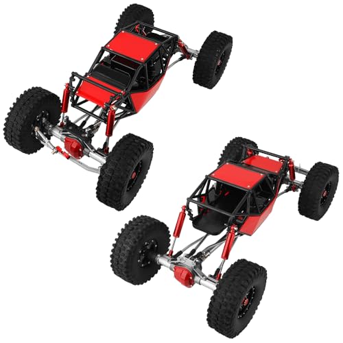 Metal DIY 330mm Wheelbase Rock Buggy Frame Chassis Crawler with SCX10 Straight Axles Nylon Tube Roll Cage for 1/10 RC Crawler Axial SCX10 Upgrades (red) - color: Red