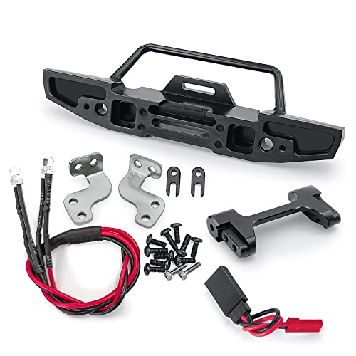 SWX Metal Front Bumper w/LED for TRX4M Defender 1/18 | Metal Front Bumper, LED Lights, TRX4M, Defender, 1/18 Crawler - size: Front