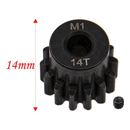 ShareGoo Mod 1 Hardened Steel M1 Pinion Gear Sets 11T 12T 13T 14T fit 5mm RC Motor Shaft Compatible with Arrma Traxxas Axial HSP Redcat Losi 1/8 1/10 Scale RC Car Truck Buggy