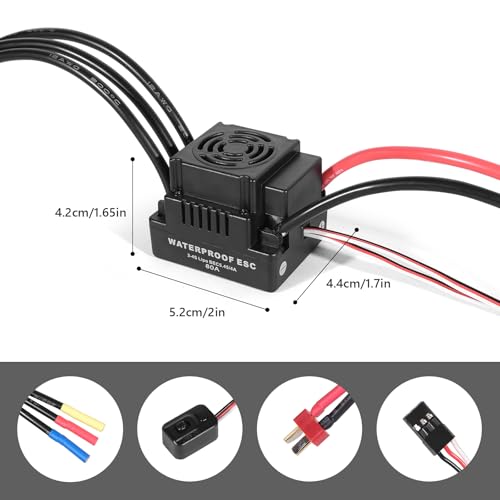 Readytosky RC 80A Brushless ESC 2-4S Waterproof Electric Speed Controller | For 1/8 RC Car Truck