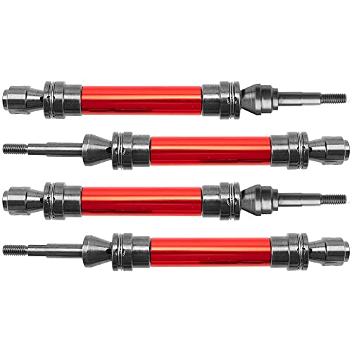Front & Rear Universal Drive Shaft CVD w/Wheel Hex Hub Compatible with 1/10 Traxxas Slash VXL 4x4 /Stampede VXL 4X4/Hoss VXL 4X4 RC Car Upgrade Part (Red) - color: Red
