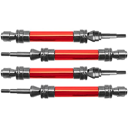 Front & Rear Universal Drive Shaft CVD w/Wheel Hex Hub Compatible with 1/10 Traxxas Slash VXL 4x4 /Stampede VXL 4X4/Hoss VXL 4X4 RC Car Upgrade Part (Red) - color: Red
