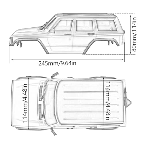 RC car Components Compatible with TRX4M for Bronco for Defender 1/18 RC Car Parts 6.10in Wheelbase Hardtop Body Shell Kit with Front Rear Bumpers(Silver) - color: Silver
