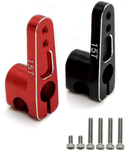 VICRAZZE 15T Servo Horn Aluminum for Axial SCX24 (fit for Emax ES08MA II) for Axial SCX24 90081 1/24 RC Car Black+Red(2pcs)
