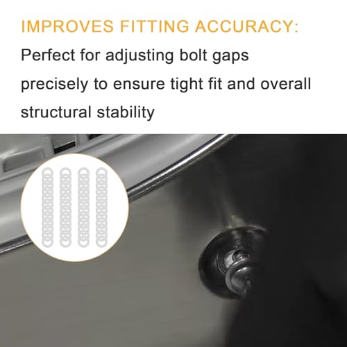 M8x14mm Precision Shim Washers for Robotics, 48 Pcs 304 Stainless Steel | 0.1, 0.2, 0.3 and 0.5mm, 12 pcs each, thin spacers for M8 bolts, electronics, mechanical projects and component alignment - size: M8X14