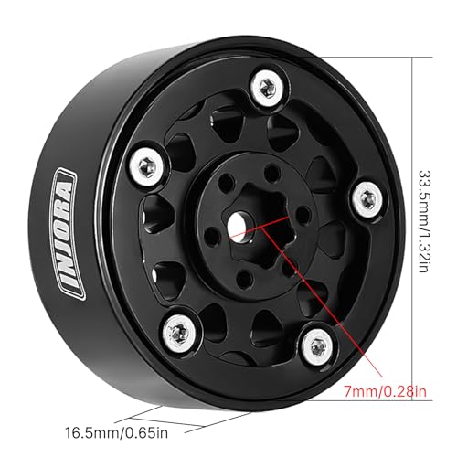 INJORA 1.3 Aluminium Beadlock Wheel for TRX4M SCX24 1/24 1/18 RC Crawler - color: Black Aluminum