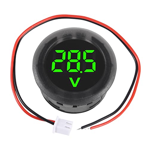 5PCS DC 4-100V LED Digital Display Circular Two-Wire Voltmeter DC Digital Voltmeter Head Display Reverse Connection Protection - color: Green